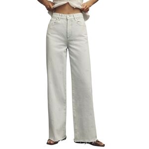 LE JEAN High Rise Wide Leg Jeans Bow Embroidery